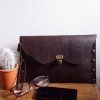leren clutch bruin