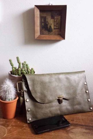 leren clutch groen