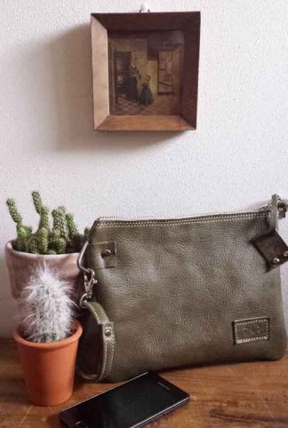 leren clutch groen