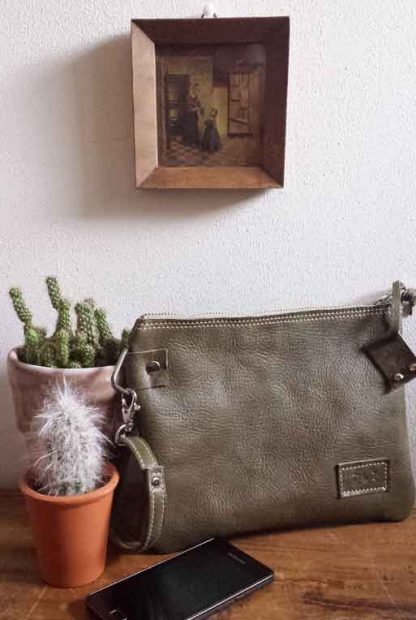 leren clutch groen