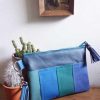 leren clutch blauw