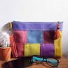 leren clutch patchwork