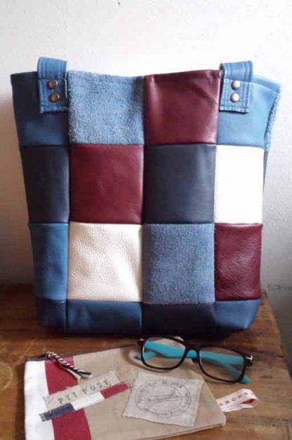 leren shopper patchwork