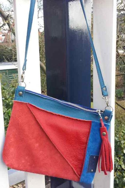 Damestas Leer Spring Blauw/Rood