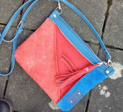Damestas Leer Spring Blauw/Rood - Afbeelding 2