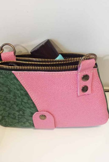 Tas Leer Double - Pink/Green - Afbeelding 3
