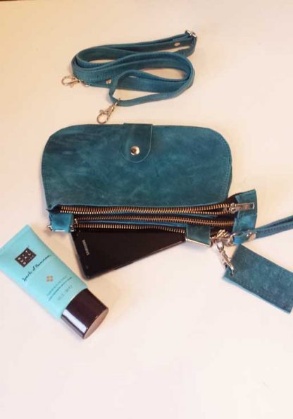 Tas Leer Triple - Turquoise - Afbeelding 2