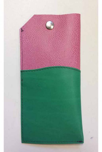 Brillenkoker Leer Roze-Groen - Afbeelding 2