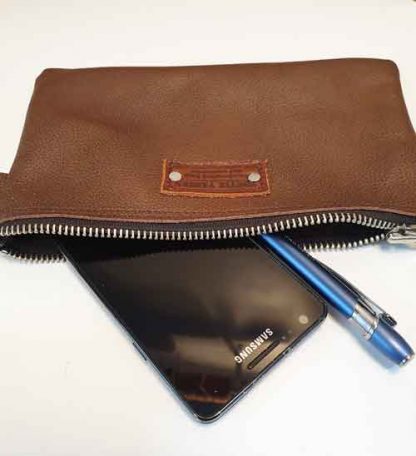 Etui/Make-up Tasje Leer Bruin - Afbeelding 3