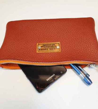 Etui/Make-up Tasje Leer Oranje - Afbeelding 4