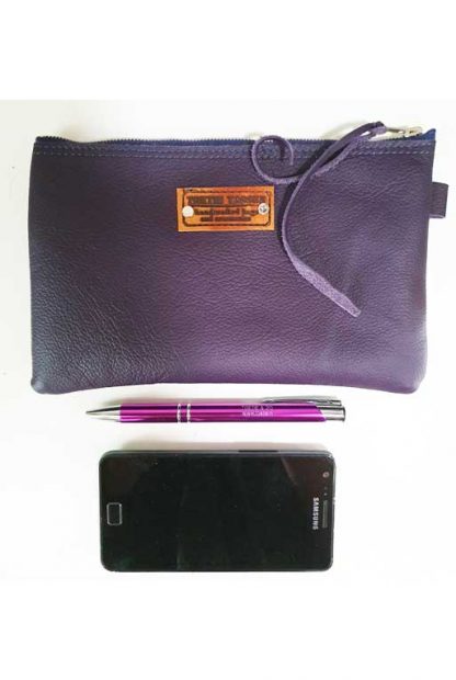Etui/Make-up Tasje Leer Paars