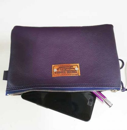 Etui/Make-up Tasje Leer Paars - Afbeelding 2