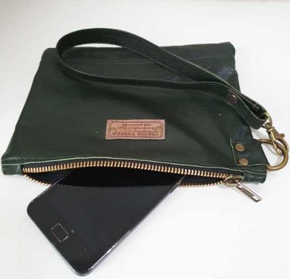 Polstas / Clutch Leer Groen - Afbeelding 2
