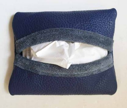 Tissuehouder Leer Blauw - Afbeelding 3