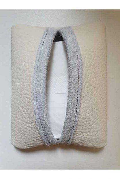 Tissuehouder Leer Creme