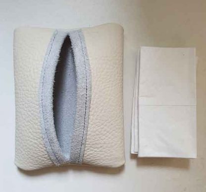 Tissuehouder Leer Creme - Afbeelding 2