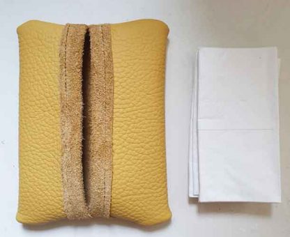 Tissuehouder Leer Geel - Afbeelding 2