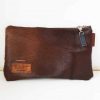 Etui/Make-up Tasje Leer Koeienvacht Bruin