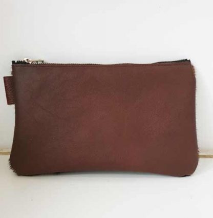 Etui/Make-up Tasje Leer Koeienvacht Bruin - Afbeelding 2