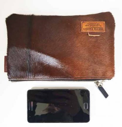 Etui/Make-up Tasje Leer Koeienvacht Bruin - Afbeelding 5