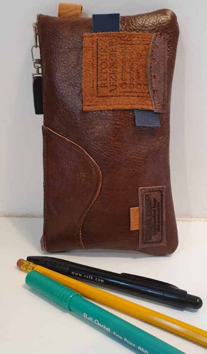 Etui/Make-up Tasje Leer Patchwork Bruin - Afbeelding 2