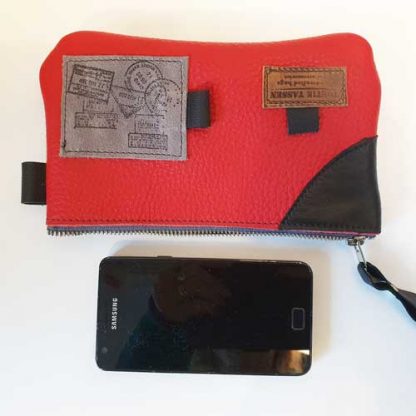 Etui/Make-up Tasje Leer Patchwork Rood - Afbeelding 4