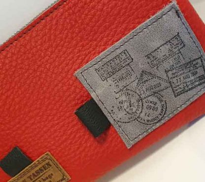 Etui/Make-up Tasje Leer Patchwork Rood - Afbeelding 2