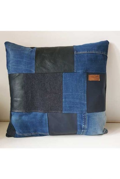 Kussen Jeans Leer Blauw