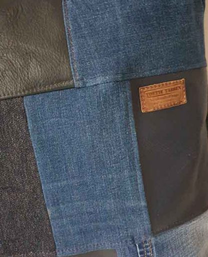 Kussen Jeans Leer Blauw - Afbeelding 3