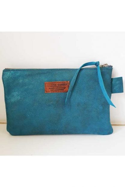 Etui/Make-up Tasje Leer Turquoise