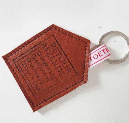 Sleutelhanger Leer Huis Cognac - Afbeelding 2