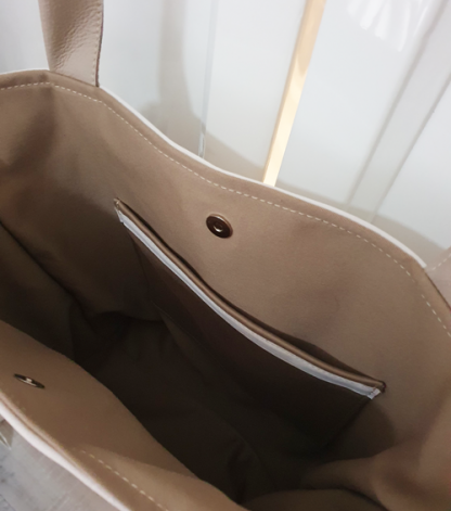 Damestas Leer Shopper Creme - Afbeelding 4