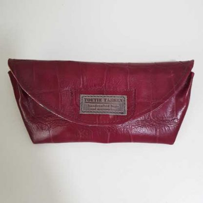 Brillenkoker Leer Donkerrood - Afbeelding 4