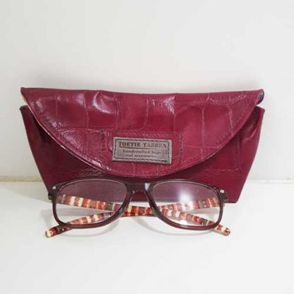 Brillenkoker Leer Donkerrood - Afbeelding 2