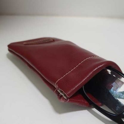 Brillenkoker Leer Rood Knijp - Afbeelding 2