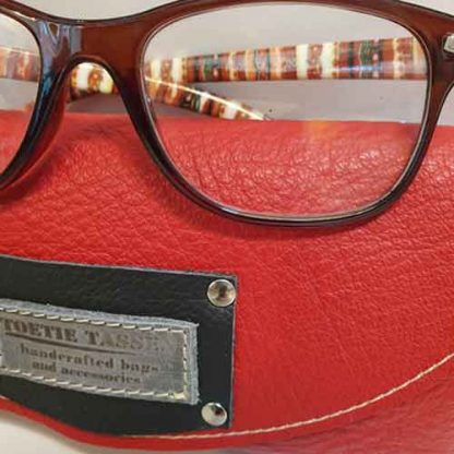 Brillenkoker Leer Rood - Afbeelding 3