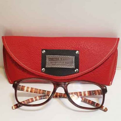 Brillenkoker Leer Rood - Afbeelding 4