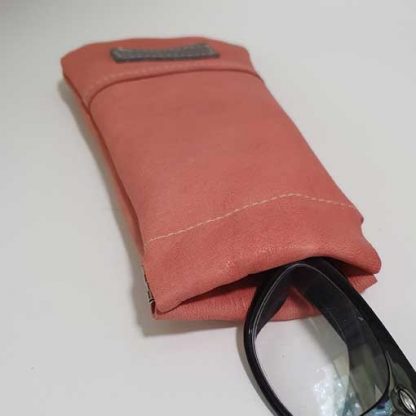 Brillenkoker Leer Roze Knijp - Afbeelding 2