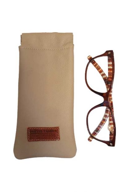 Brillenkoker Leer Beige Knijp