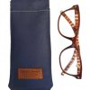 Brillenkoker Leer Blauw Knijp 2
