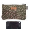 Etui/Make-up Tasje Leer Groen Bloem