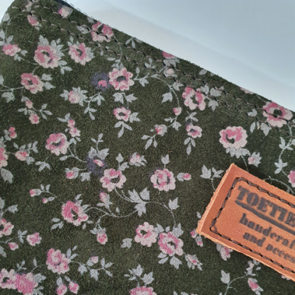 Etui/Make-up Tasje Leer Groen Bloem - Afbeelding 2