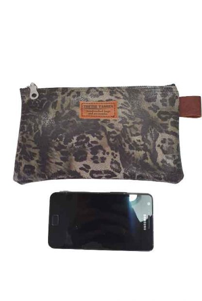 Etui/Make-up Tasje Leer Luipaard