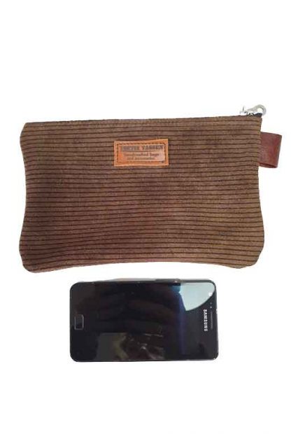 Etui/Make-up Tasje Leer Rib Bruin