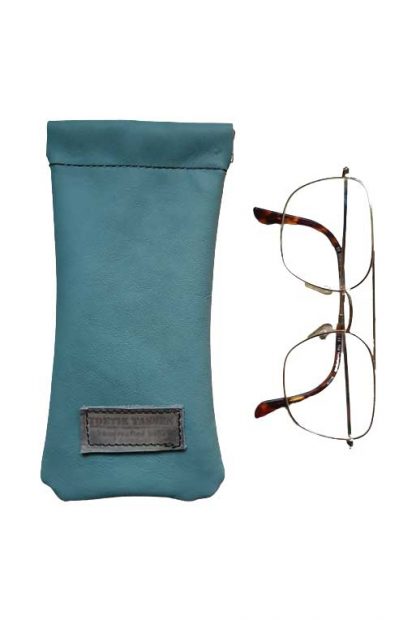 Brillenkoker Leer Aqua
