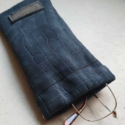 Brillenkoker Leer Blauw Croco - Afbeelding 3