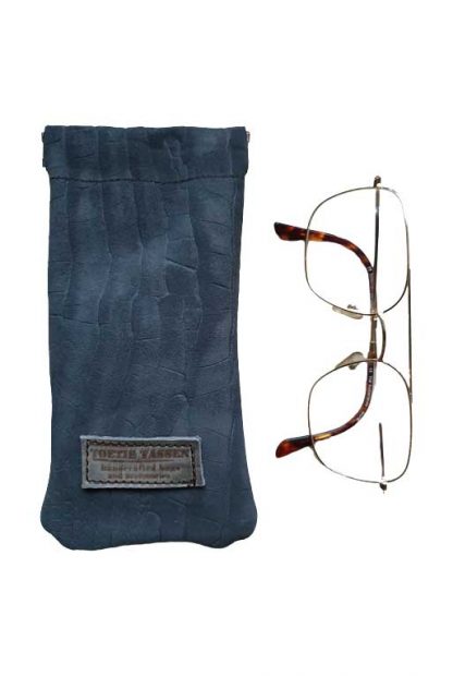 Brillenkoker Leer Blauw Croco