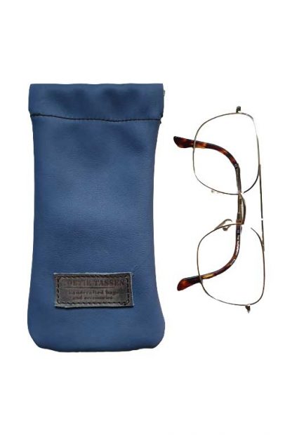 Brillenkoker Leer Jeans Blauw