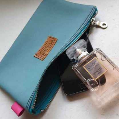 Etui/Make-up Tasje Leer Aqua - Afbeelding 2