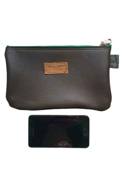Etui/Make-up Tasje Leer Donkergroen